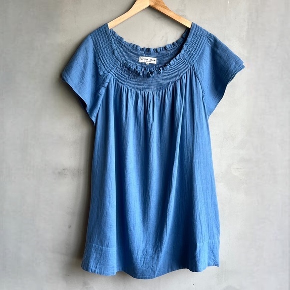 Apiece Apart Dresses & Skirts - APIECE APART Smocked Blue Off The Shoulder Mini Dress